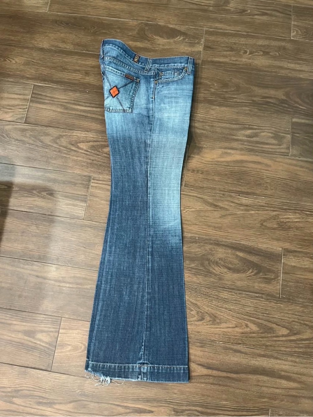 7 For All Mankind Two-Tone Blue Flare Jeans